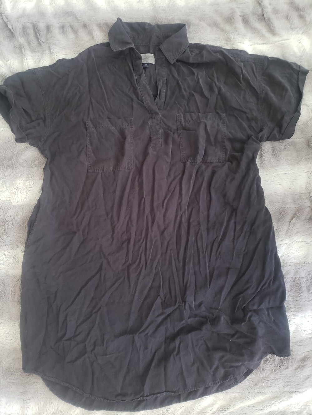 Universal Thread Casual Short-Sleeve Collared Tunic Dress Black XXL